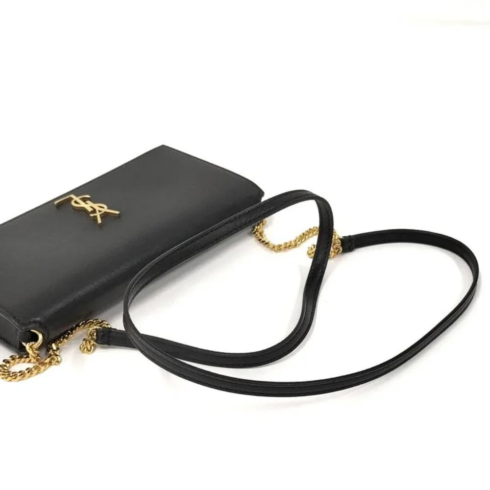Saint Laurent Phone Shoulder Bag YSL Leather Black - Picture 4 of 9